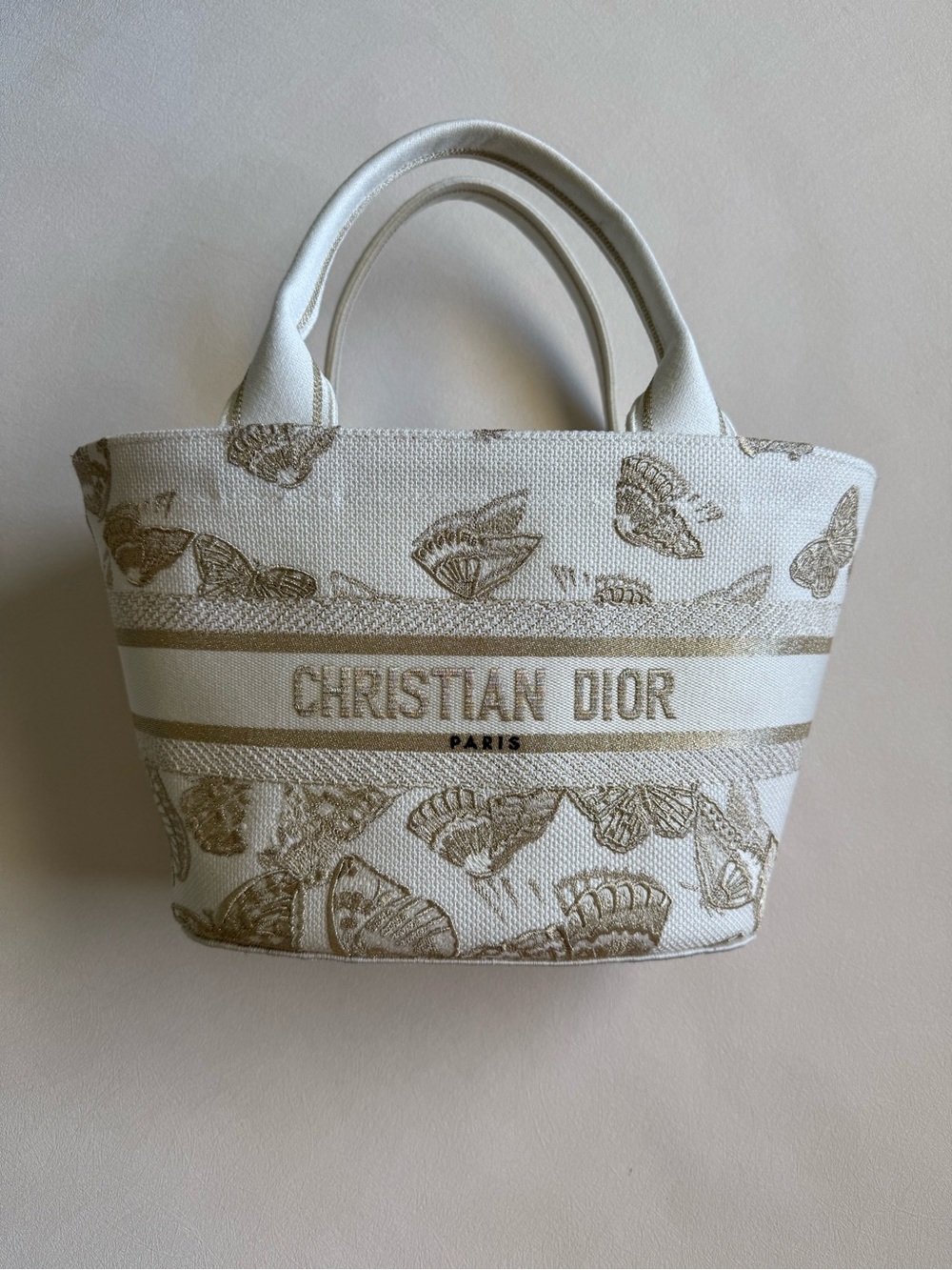 Christian Dior Embroidered Butterfly Tote Bag with Pouch and Strap